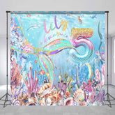 Aperturee - Aperturee Color Undersea Mermaid Custom 5th Birthday Backdrop